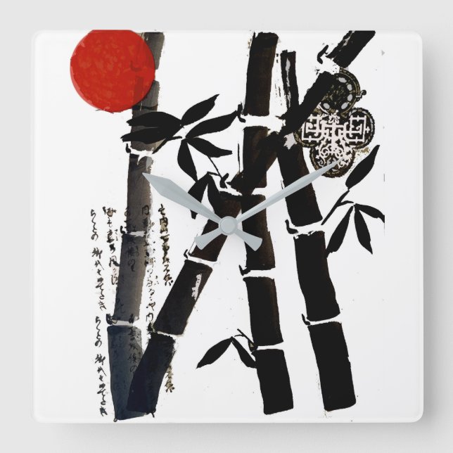 Horloge Carrée Bambou (Recto)