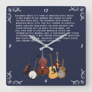 HORLOGE CARRÉE BANDE BLUEGRAS