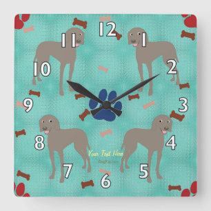Horloge Carrée Bande dessinée Weimaraner