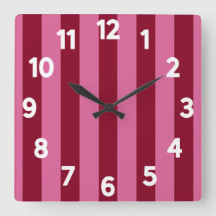Horloge Carrée Bande rose Flamant rose de salsa