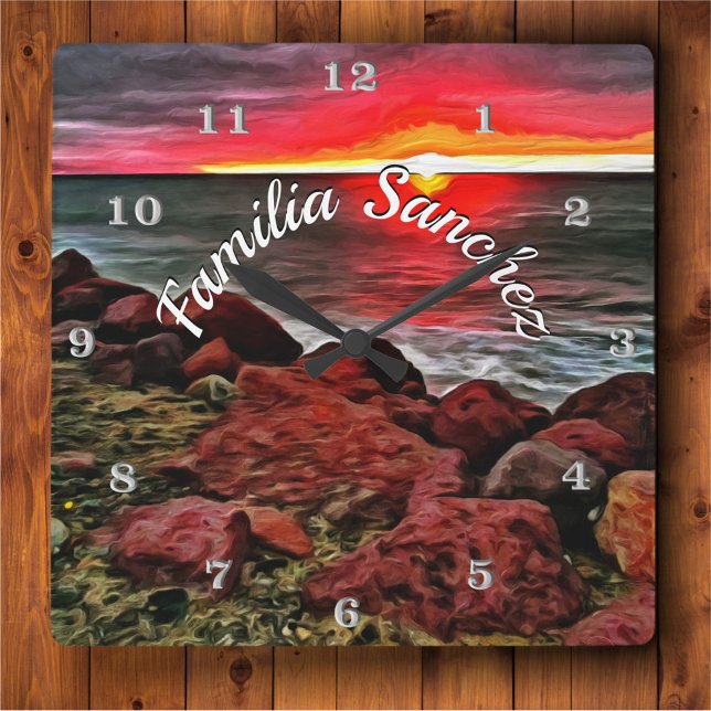 Horloge Carrée Banderas Rocky Sunset 914 (Créateur téléchargé)