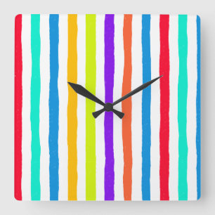 Horloge Carrée Bandes dessinées à la main dans des couleurs pop a