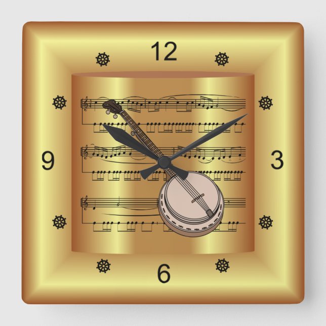 Horloge Carrée Banjo. Curved Sheet Music. (Recto)