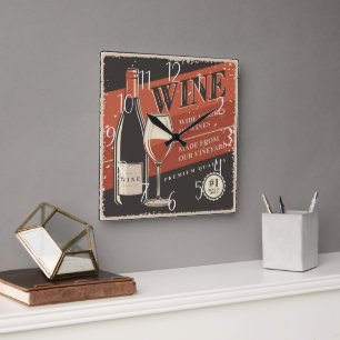 Horloge Carrée Bar à vin retro cool