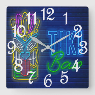 Horloge Carrée Bar Tiki  
