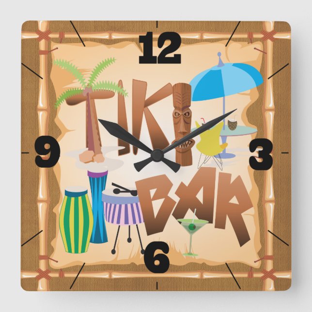 Horloge Carrée Bar Tiki (Recto)
