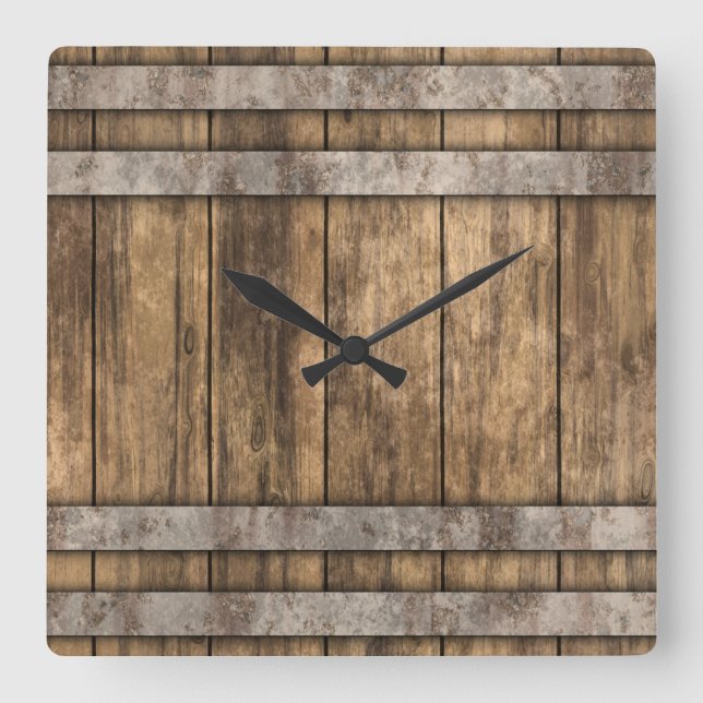 Horloge Carrée Baril Whiskey (Recto)