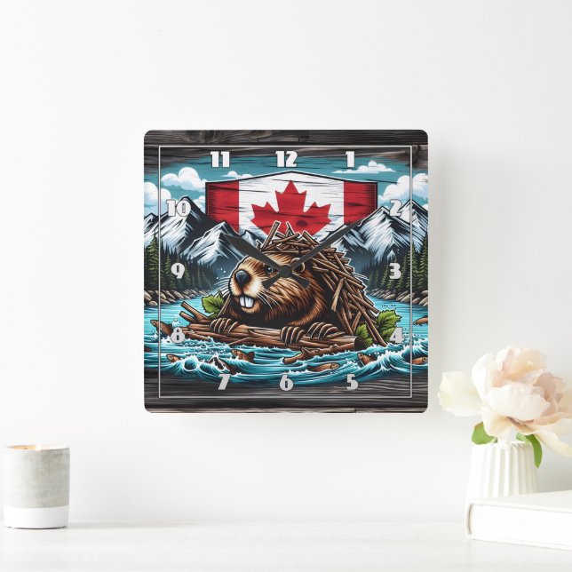Horloge Carrée Barrage canadien de l'immeuble Beaver dans un pays (Maison)