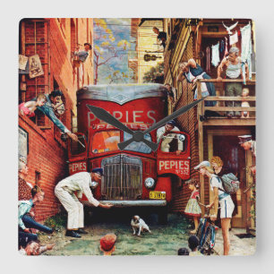 Horloge Carrée Barrage routier par Norman Rockwell