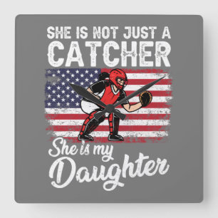 Horloge Carrée Baseball Catchers Sports US American Flag