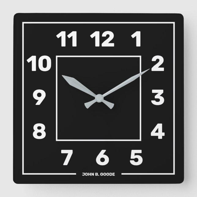 Horloge Carrée Basic Black Square Wall (Recto)
