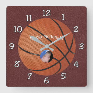 Horloge Carrée Basketball Textured photo Arrière - plan personnal