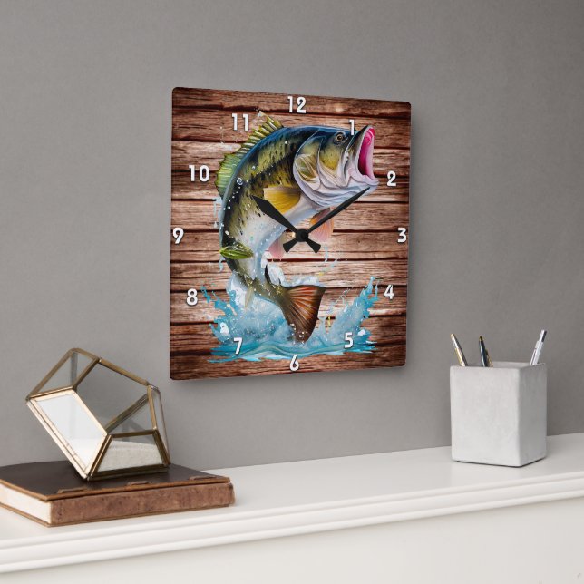 Horloge Carrée Basse de sonnerie partie pêche (Bureau)