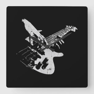 Horloge Carrée Basse Guitare Lecteur Cadeau Baid