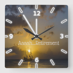 Horloge Carrée Bateau, Coucher de soleil, Mer