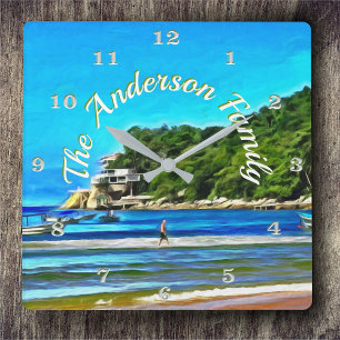 Horloge Carrée Bateaux de pêche de la famille Mismaloya 0346