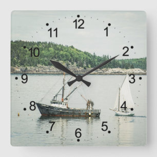 Horloge Carrée Bateaux du port du Maine Bar