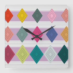 Horloge Carrée Bauhaus Diamond Quilt