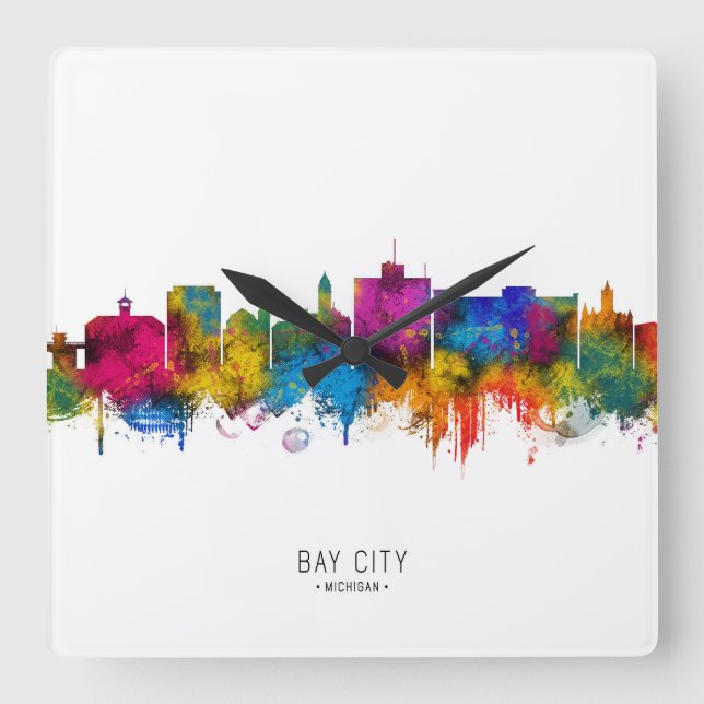 Horloge Carrée Bay City Michigan Skyline (Recto)