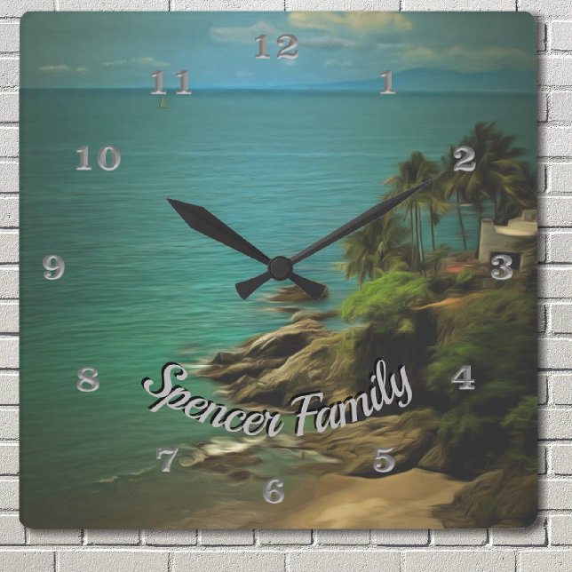 Horloge Carrée Beach Dream 0026 (Créateur téléchargé)