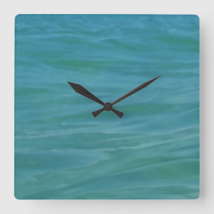 Horloge Carrée Beach Theme Tropical Blue Green Aquamarine Waves