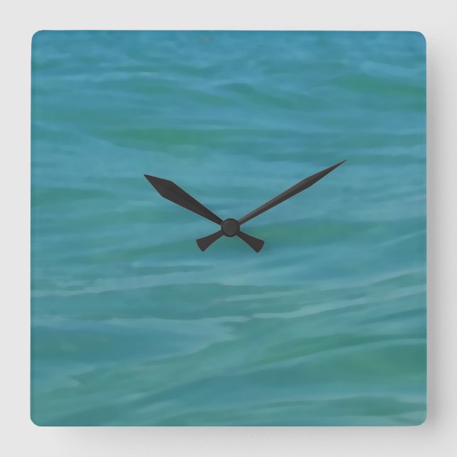 Horloge Carrée Beach Theme Tropical Blue Green Aquamarine Waves (Recto)