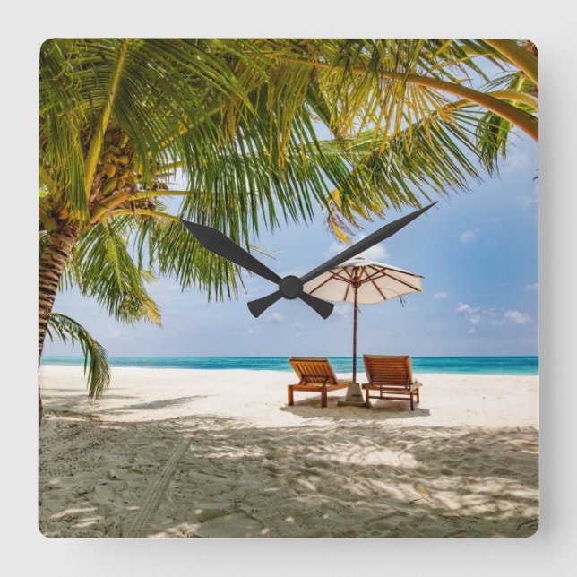 Horloge Carrée Beaches tropicales | Beach Dominican Republic (Recto)