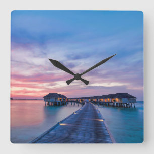 Horloge Carrée Beaches tropicales Maldives Bungalows