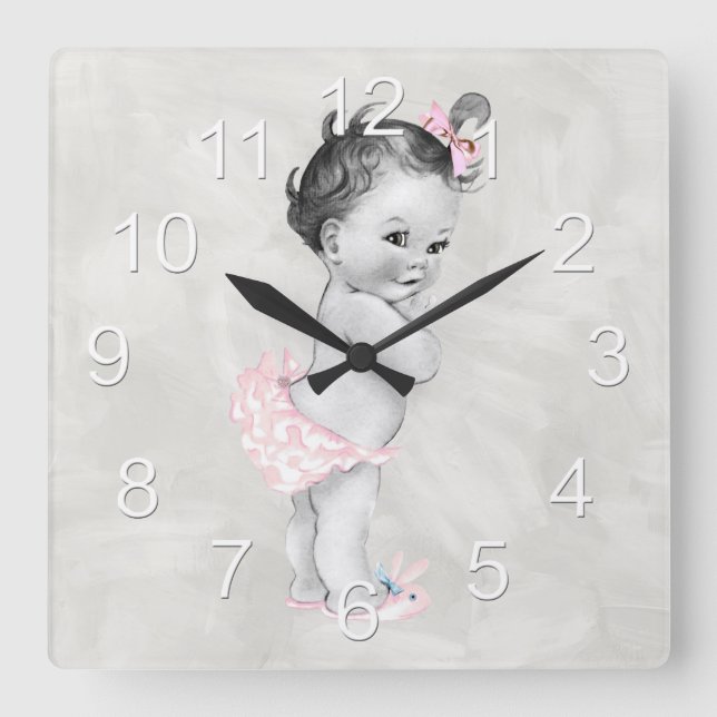 Horloge Carrée Beau bébé vintage (Recto)