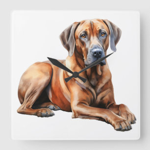 HORLOGE CARRÉE BEAU GRAND CHIEN RHODESIAN RIDGEBACK
