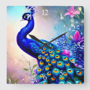Horloge Carrée Beau Imaginaire Peacock