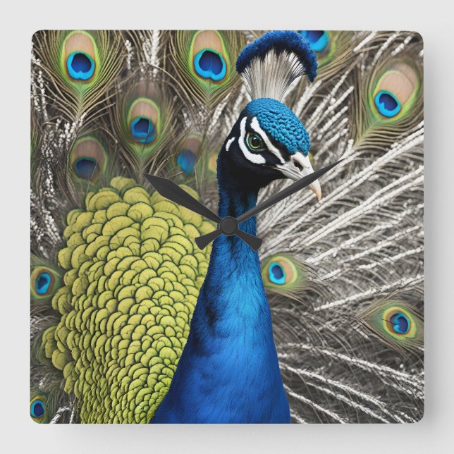 Horloge Carrée Beau Peacock (Recto)