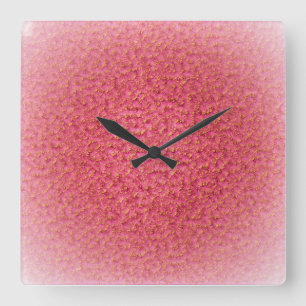 HORLOGE CARRÉE BEAU ROSE OR ROUGE MODERNE TENDANCE ABSTRAITE