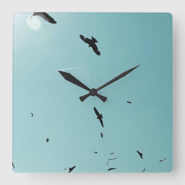 Horloge Carrée Beaucoup d'oiseaux et un controle (Recto)