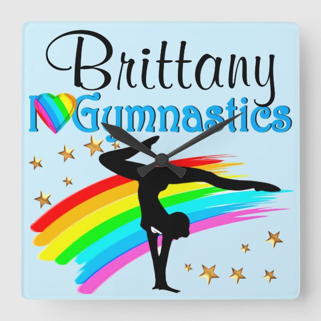 HORLOGE CARRÉE BEAUTIFUL BLUE PERSONALIZED GYMNAST CLOCK (Recto)
