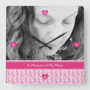 Horloge Carrée Beautiful Custom Rose Ribbon Memorial