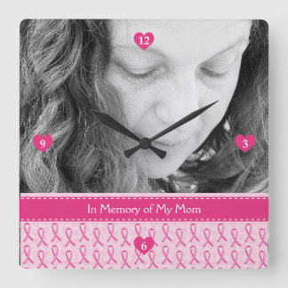 Horloge Carrée Beautiful Custom Rose Ribbon Memorial