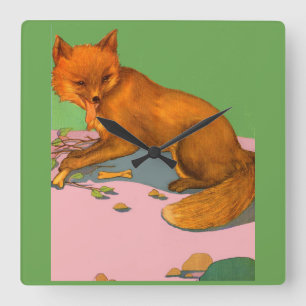 Horloge Carrée beautiful fox