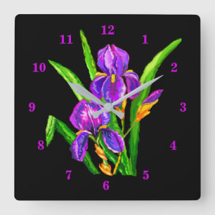 Horloge Carrée Beautiful Iris Flowers