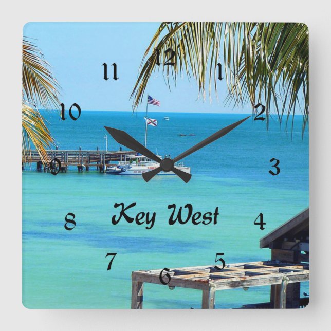 Horloge Carrée Beautiful Key West, photo pittoresque, (Recto)