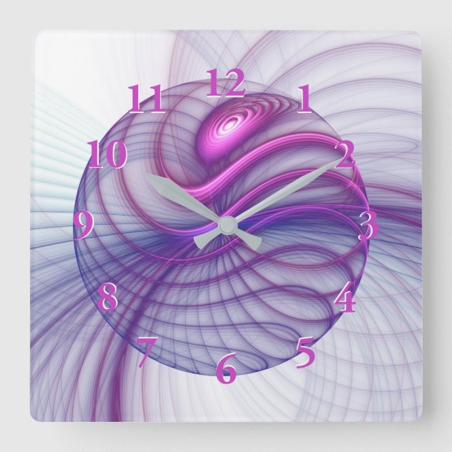 Horloge Carrée Beautiful Movements Abstract Fractal Art Pink (Recto)