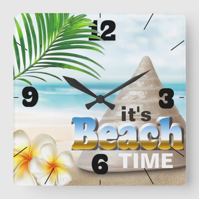 Horloge Carrée Beautiful Sandy Beach Seashell (Recto)
