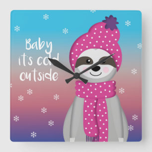 Horloge Carrée Bébé son froid dehors Sloth