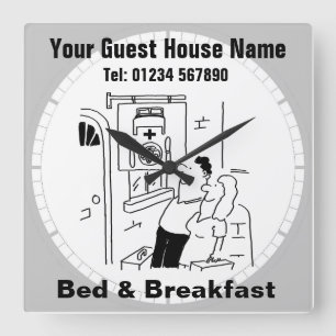 Horloge Carrée Bed & Breakfast Cartoon