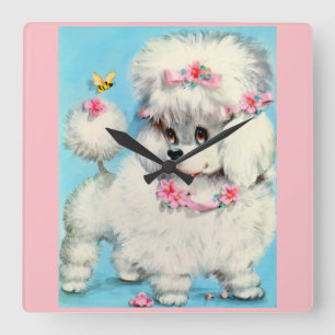 Horloge Carrée bee and poodle puppy