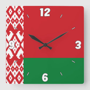 Horloge Carrée Belarus Flag Numbers Red White Green