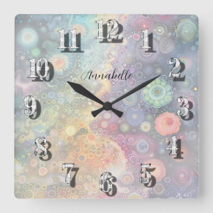 Horloge Carrée Belle couleur Whimsical Retour à l'école