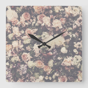 Horloge Carrée Belle décoration rose pastel