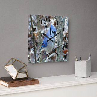Horloge Carrée Belle Jay Bleu