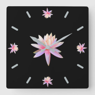 Horloge Carrée Belle rose Lily Lotus Art Cool Unique tendance